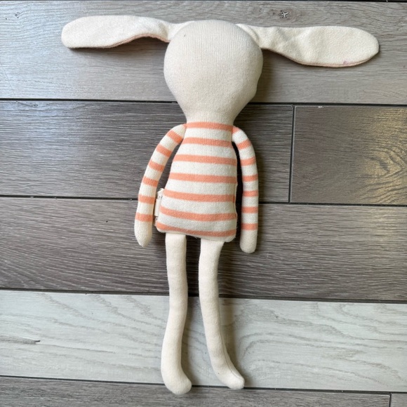 Meri Meri Pink and Cream Striped Bunny - Picture 4 of 5